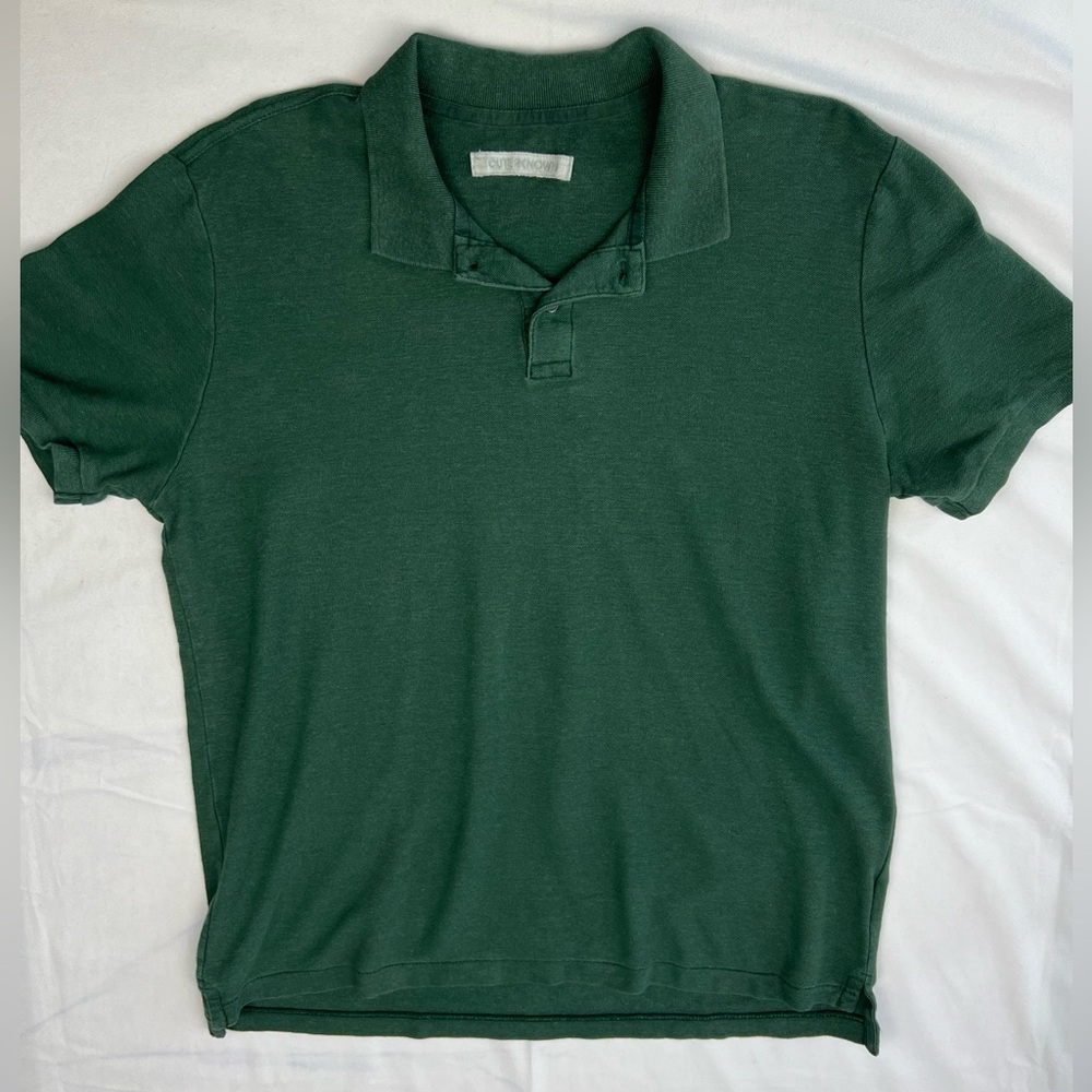 OUTERKNOWN Men's Hemp Cotton Short Sleeve Polo Shirt Green Size Medium